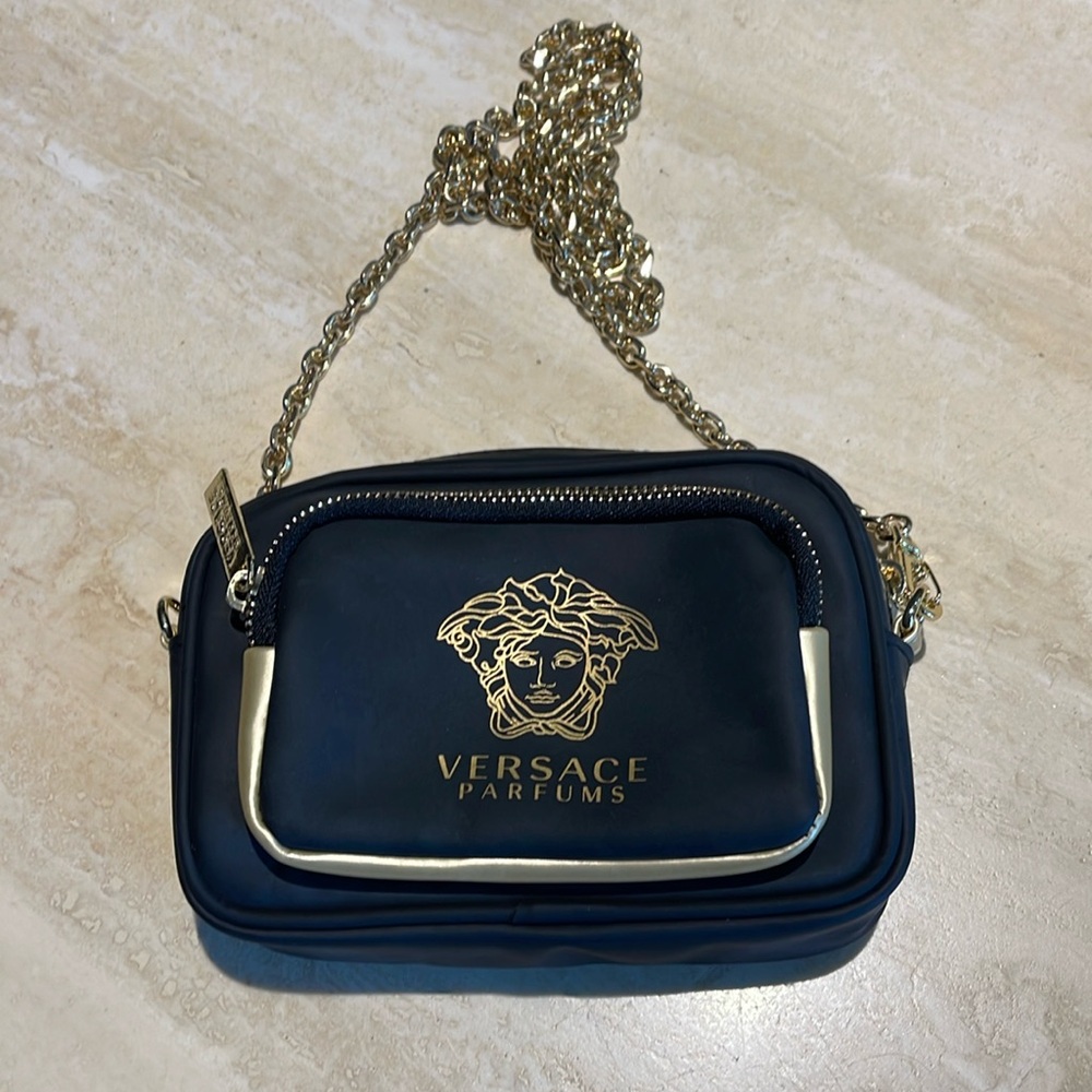 Versace Parfums Gold Chain Medusa Logo Camera Bag Purse